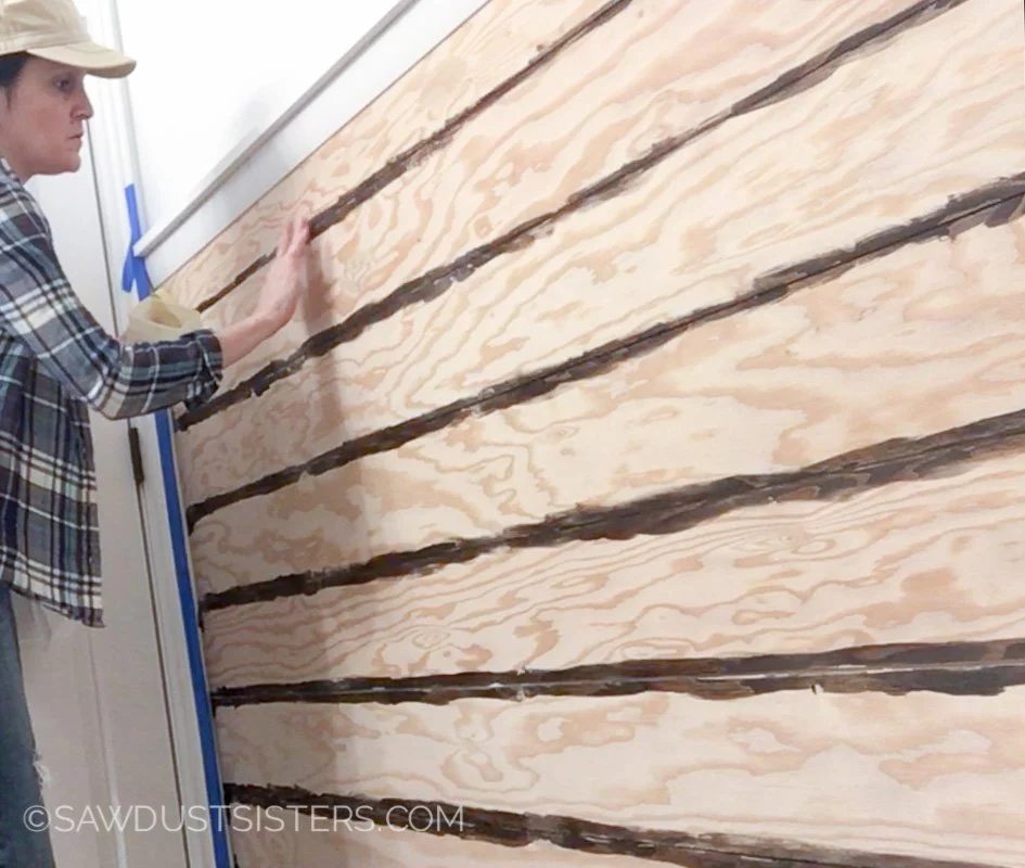 9 Plywood Planked Wall, Distressed Look, By Sawdust Sisters Featured On @Bekob
