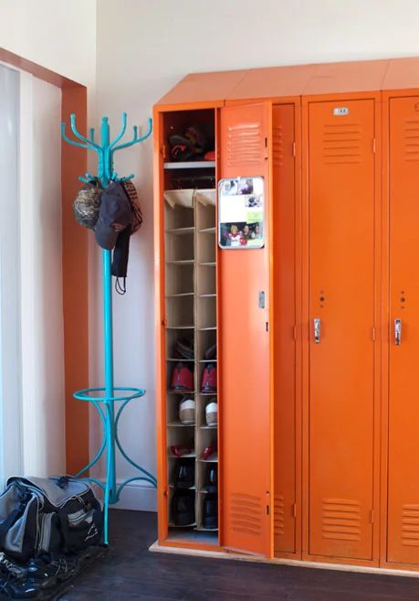 shoe storage options - add a shoe organizer in a mudroom locker, via Apartment Therapy