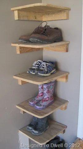 shoe storage options - garage corner shelves to hold shoes, Designed to Dwell