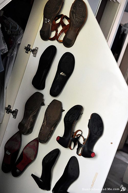 shoe storage options - hooks on a door to hold sandals, Humble Bee and Me