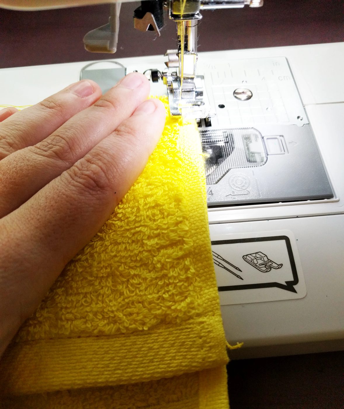 sewing the non-tie side on a shower roll up project