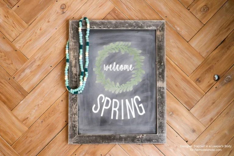 Reusable Faux Chalkboard Signs Framed Saying Welcome Spring