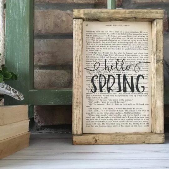 Hello Spring Handmade Sign In Wooden Frame