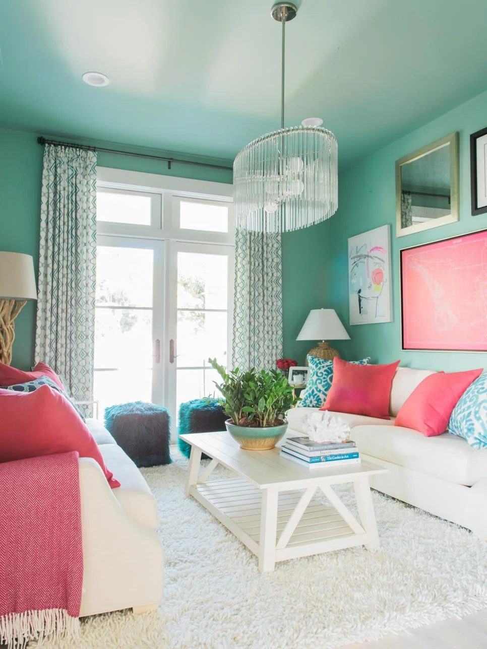 HGTV dream home 2016, media room with Ethan Allen coffee table