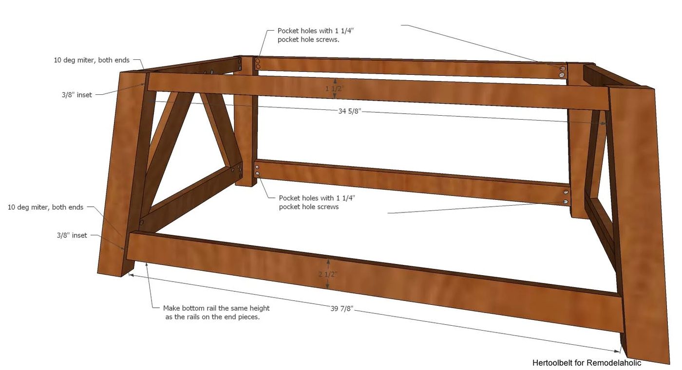 Inspired by a coffee table in a HGTV dream home. I love the trapezoid base and slats that make up this table. Handmade slat coffee table with free plans.