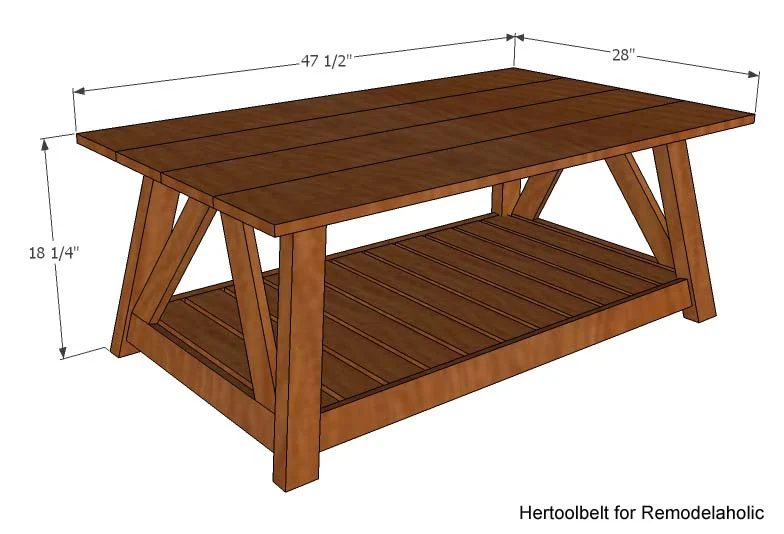 Inspired by a coffee table in a HGTV dream home. I love the trapezoid base and slats that make up this table. Handmade slat coffee table with free plans.