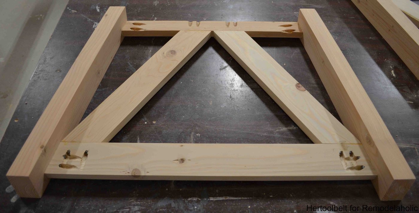 Inspired by a coffee table in a HGTV dream home. I love the trapezoid base and slats that make up this table. Handmade slat coffee table with free plans.