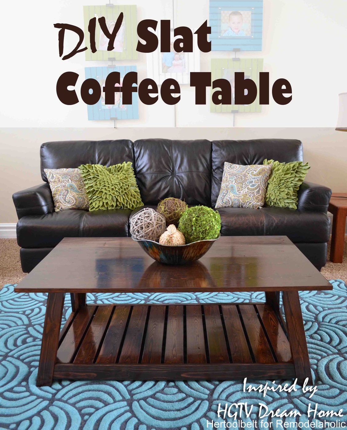 Inspired by a coffee table in a HGTV dream home. I love the trapezoid base and slats that make up this table. Handmade slat coffee table with free plans.