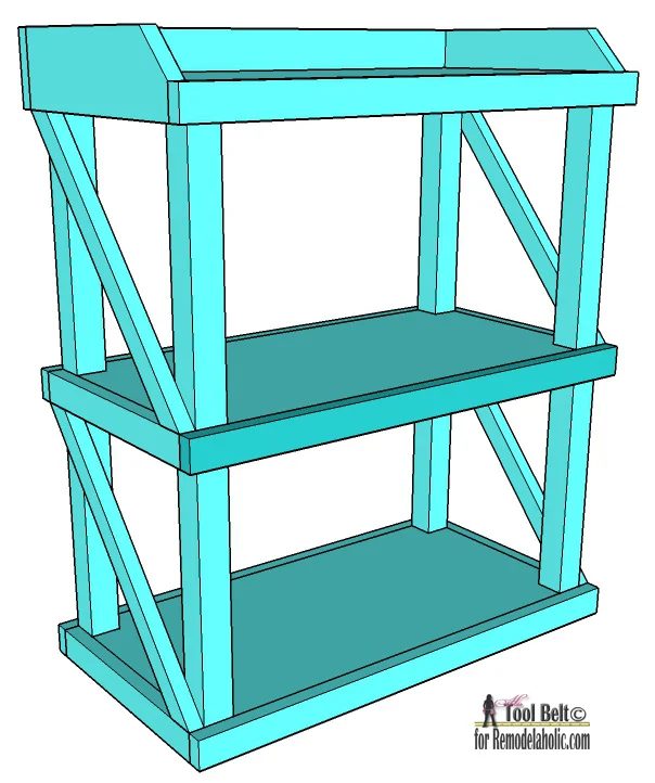 Free Handmade plans to build an straightforward and stylish small shelf on Bekob.com in blue