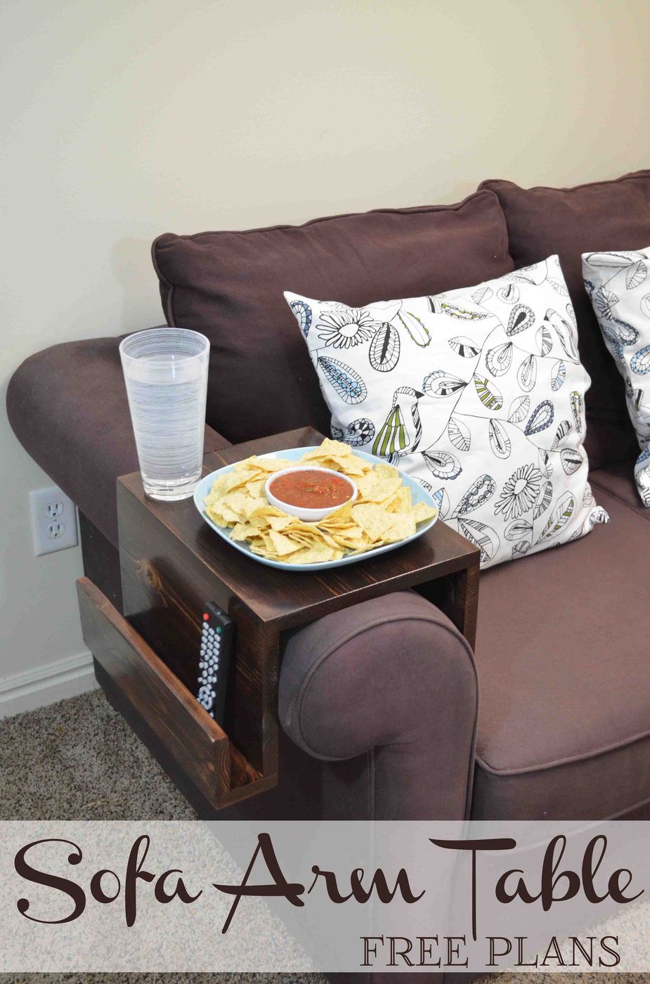 Need a little extra space for your game time snacks and drinks? Build this clearly straightforward sofa arm table to give you a stable surface all game long!