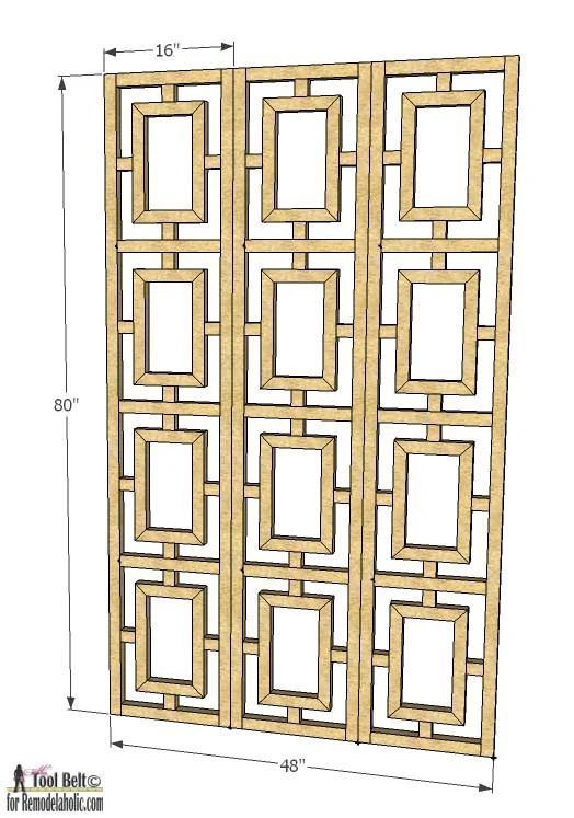 Build a unique room divider to add style to your space, free Handmade fretwork screen plans on #Bekob.