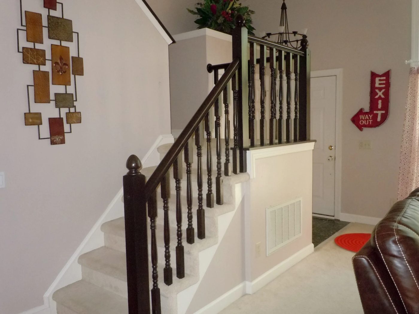 how to redo an oak stair handrail using gel stain, Semi-Domesticated Mama featured on Bekob