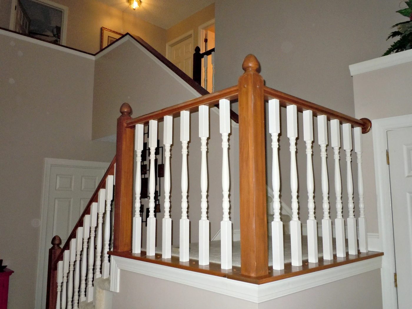 builder grade oak stair railing makeover using gel stain, Semi-Domesticated Mama featured on Bekob