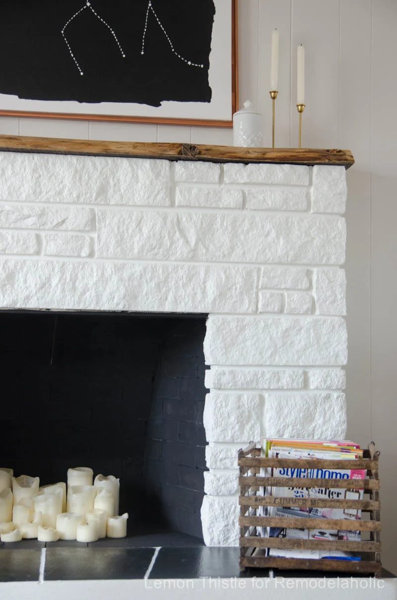 Handmade STONE FIREPLACE REFRESH WITH LIVE EDGE MANTLE