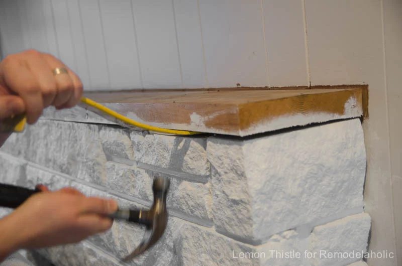 Handmade STONE FIREPLACE REFRESH WITH LIVE EDGE MANTLE
