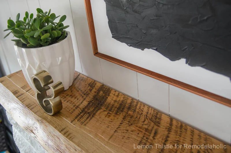 Handmade STONE FIREPLACE REFRESH WITH LIVE EDGE MANTLE