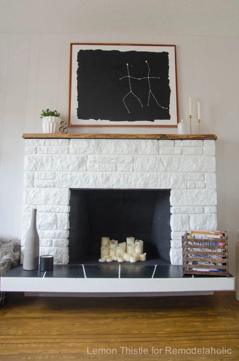 Handmade STONE FIREPLACE REFRESH WITH LIVE EDGE MANTLE