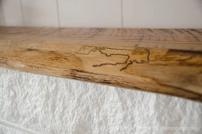 Handmade STONE FIREPLACE REFRESH WITH LIVE EDGE MANTLE