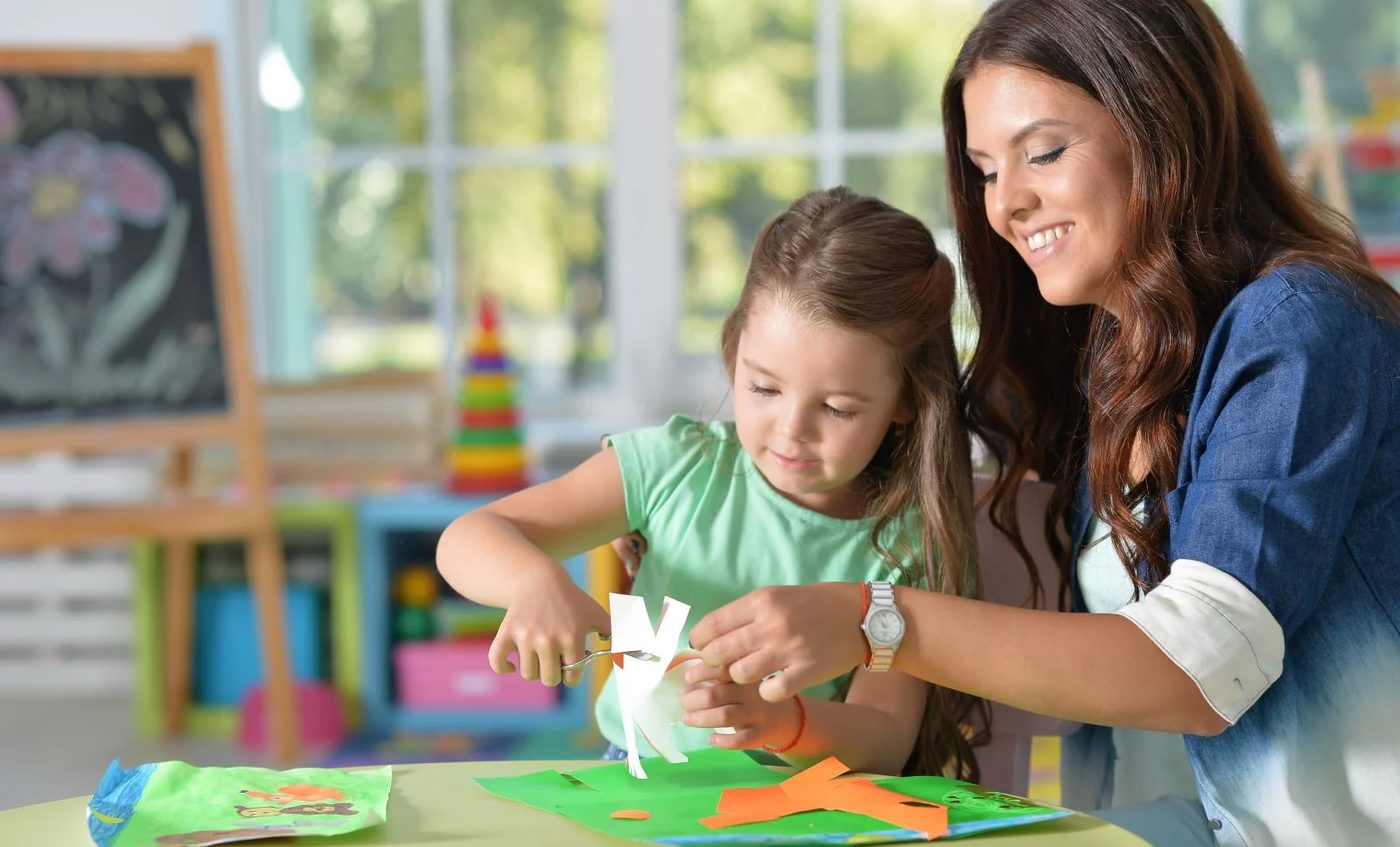 Mom Crafting Paper Crafts With Child