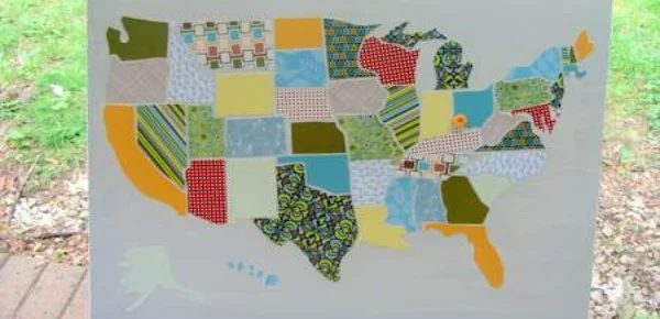 Handmade USA Map Out of Scrapbook Paper