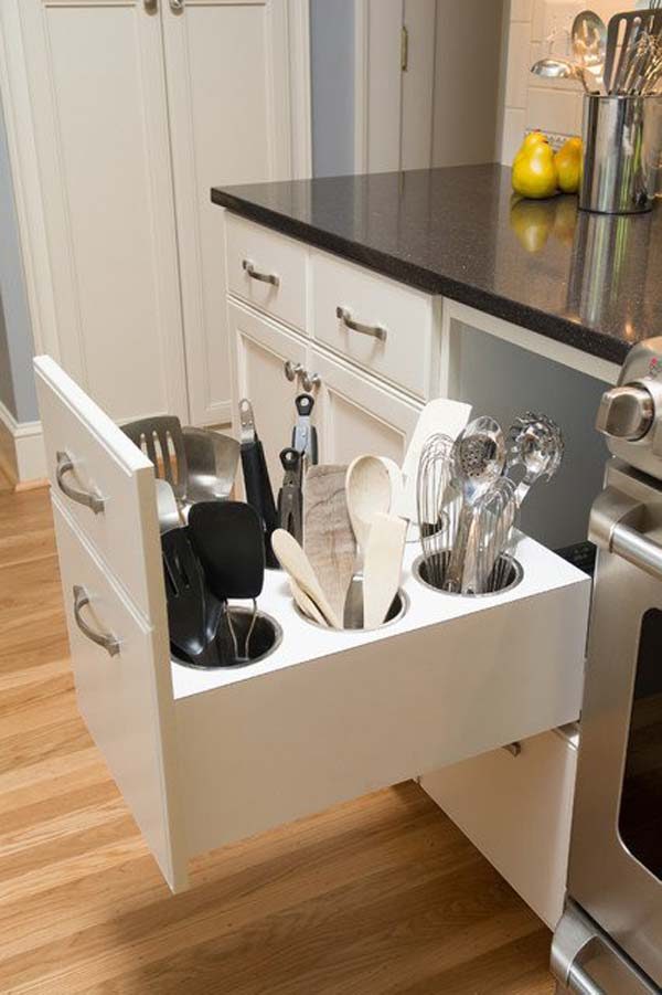 vertical utensil storage drawer