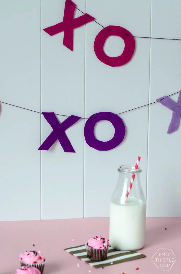 Lemon Thistle XO Felt Garland for Valentine's Day with Template
