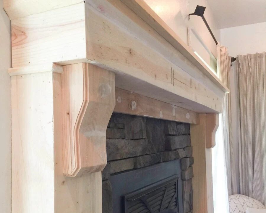 Handmade extra large corbels for a farmhouse mantel by Twelve on Main for Bekob