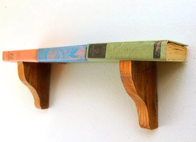 straightforward Curved Wood Wall Shelf Brackets Handmade Template - Repurposed Book Shelf from Old Books by A Piece of Rainbow for Bekob