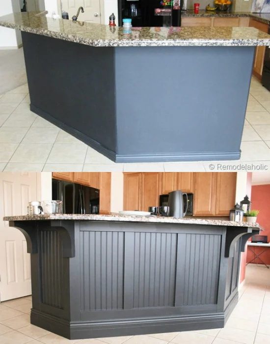 Before After Black Board And Batten Kitchen Island Update With Corbels @Bekob