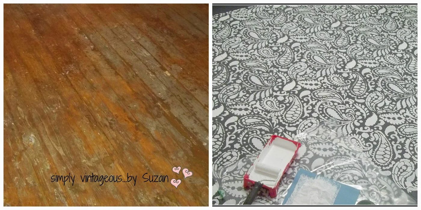 painted stenciled floor, Simply Vintageous via @Bekob