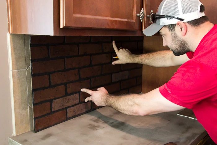 Whitewashed faux brick backsplash (6 of 18)