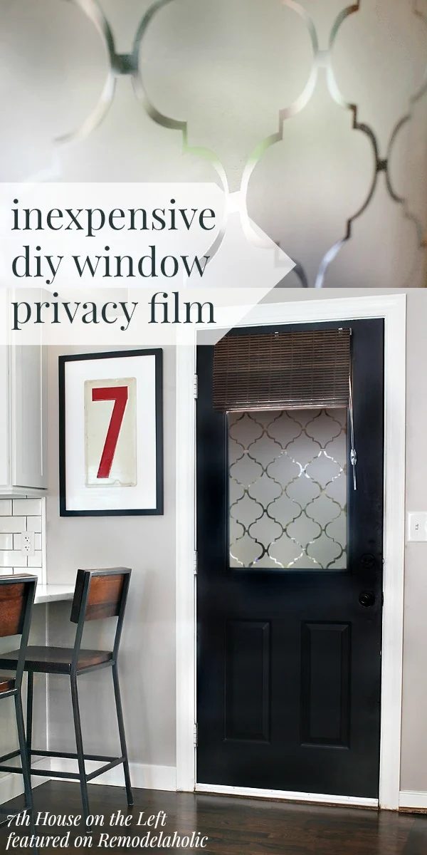 Handmade Privacy Window with Contact Paper - free template! 7th House on the Left on @Bekob #AllThingsWindows #privacy