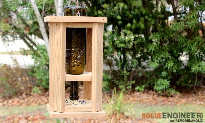 Handmade Wine Bottle Bird Feeder