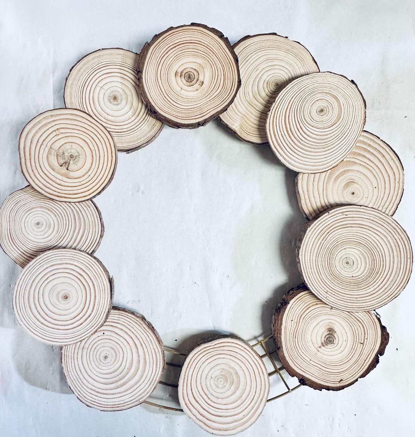 Layered Handmade Wood Slice Wreath For Christmas Winter, Bekob (6)