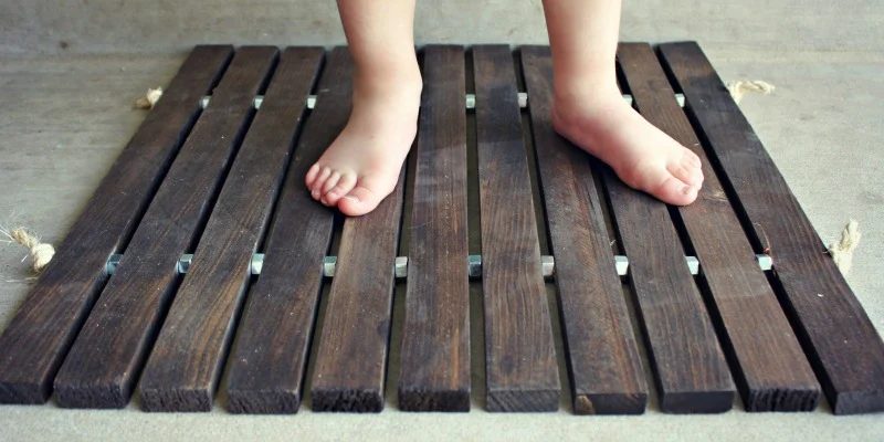 Handmade Wood Stake Door Mat
