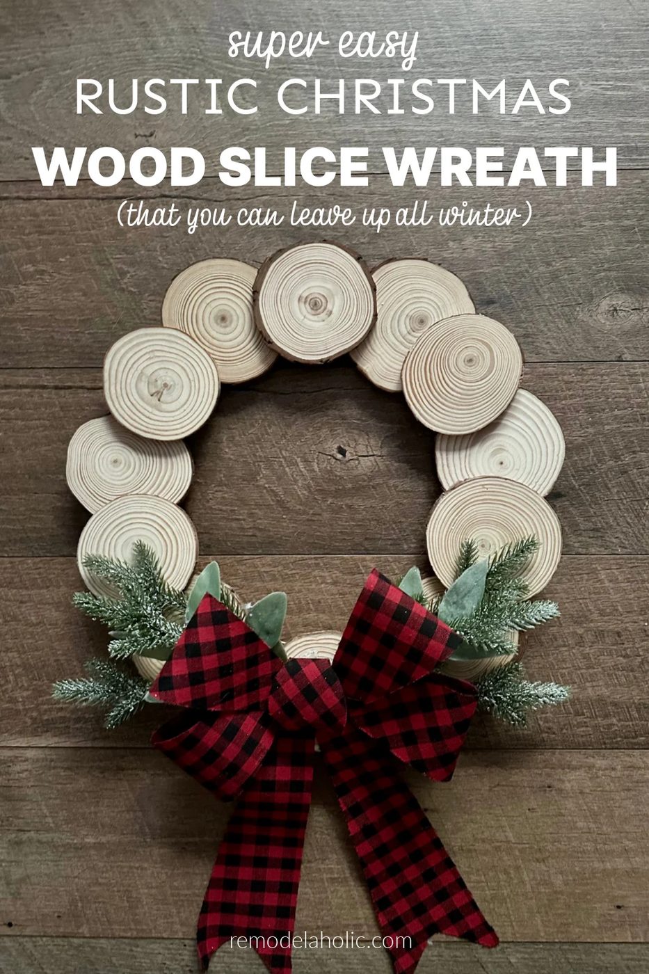 straightforward Rustic Winter Wood Slice Wreath For Christmas Bekob