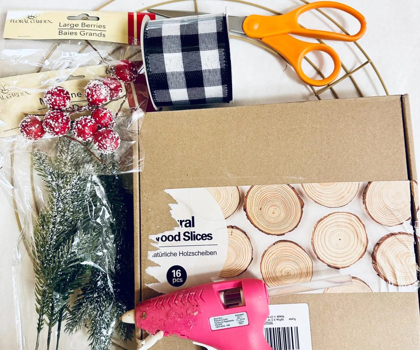 Materials Supplies For Handmade Wood Slice Wreath For Christmas Winter, Bekob