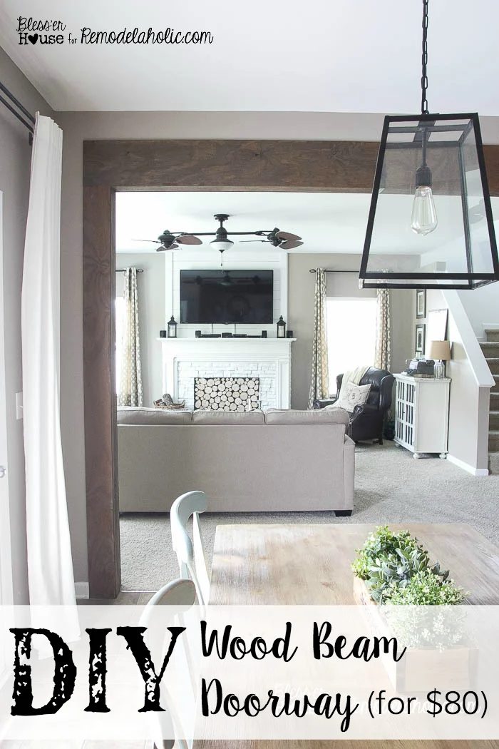 Rustic Handmade Wood Beam Doorway -- no major contruction or demolition, all for $80!