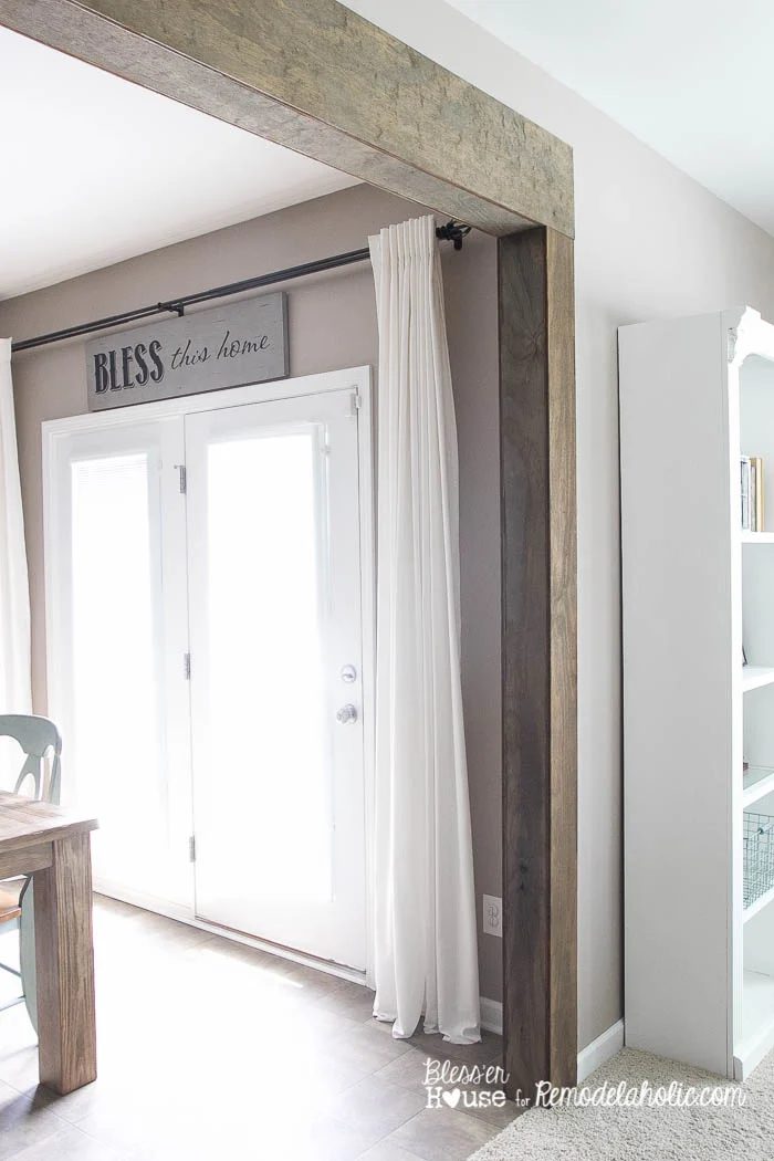 Faux rustic wood beam doorway walkthrough -- just $80 worth of materials plus some time to update a plain doorway to have some rustic style!