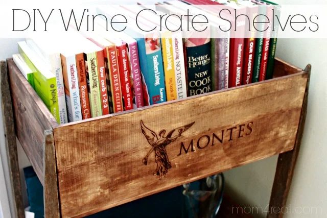 Handmade Wine Crate Shelves, Mom4Real featured on Bekob