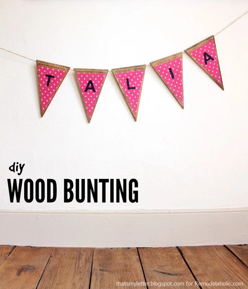 Use up fabric and wood scraps to make this cute wood bunting, well fitted for a party or a child's room