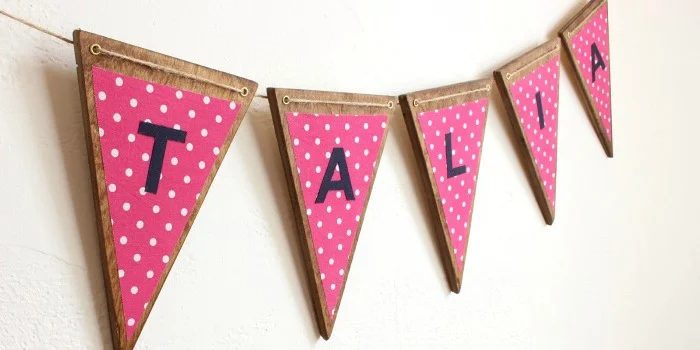 Handmade Wood Bunting with Fabric Letters