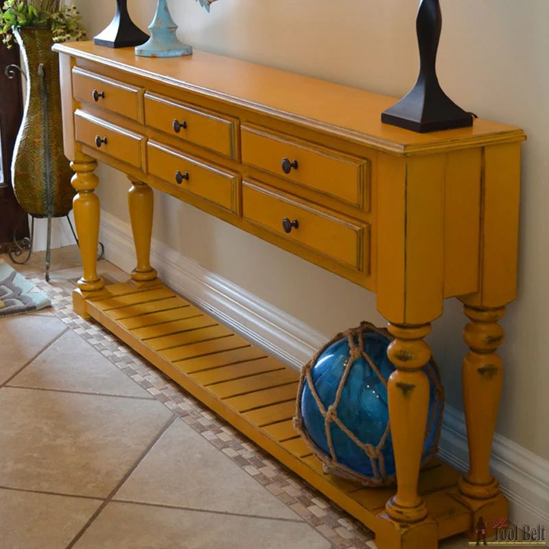 yellow console table sq