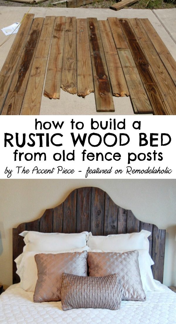 How to build a rustic wood headboard + bed -- The Accent Piece featured on Bekob.com #headboardweek #handmade #reclaimedwood