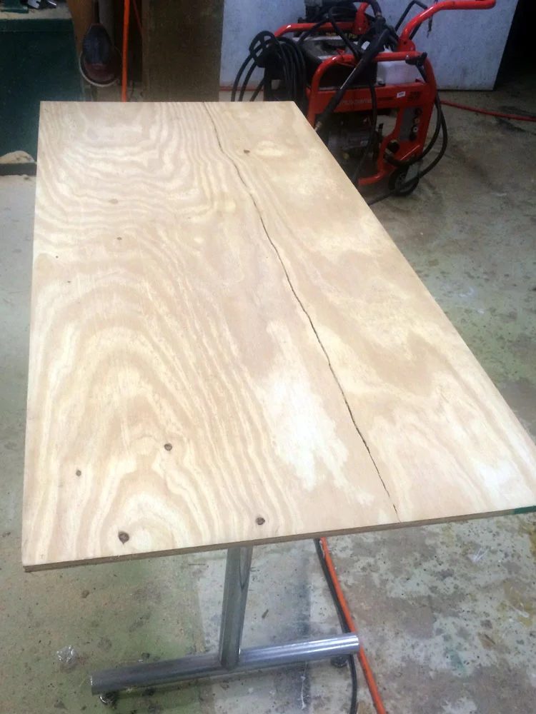 plywood base for herringbone coffee table