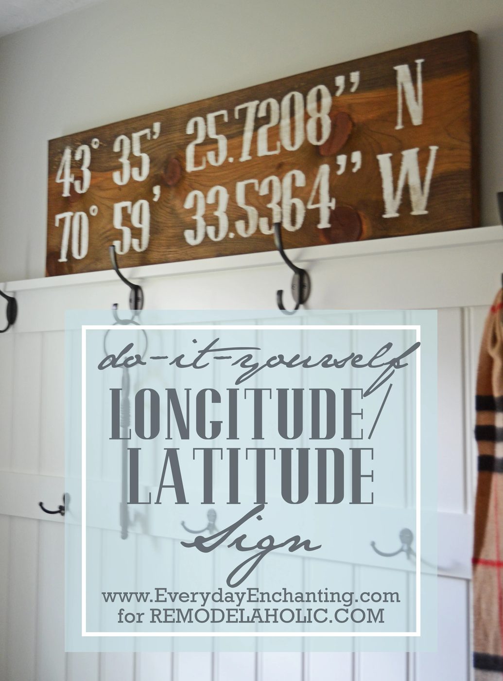 Handmade Reclaimed Longitude/Latitude Sign