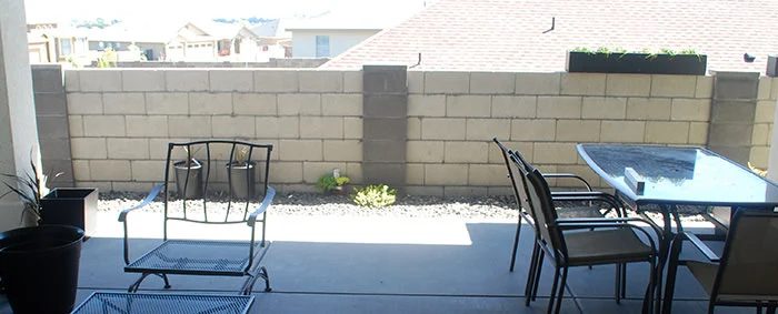 Cinder Block Fence Before Upgrade To Wood Slat Planter Wall, The Garden Glove Featured On Bekob
