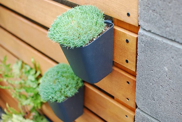 IKEA Sunnersta And Variera Kitchen Organizers As Planters On A Wood Slat Garden Wall, The Garden Glove Featured On Bekob