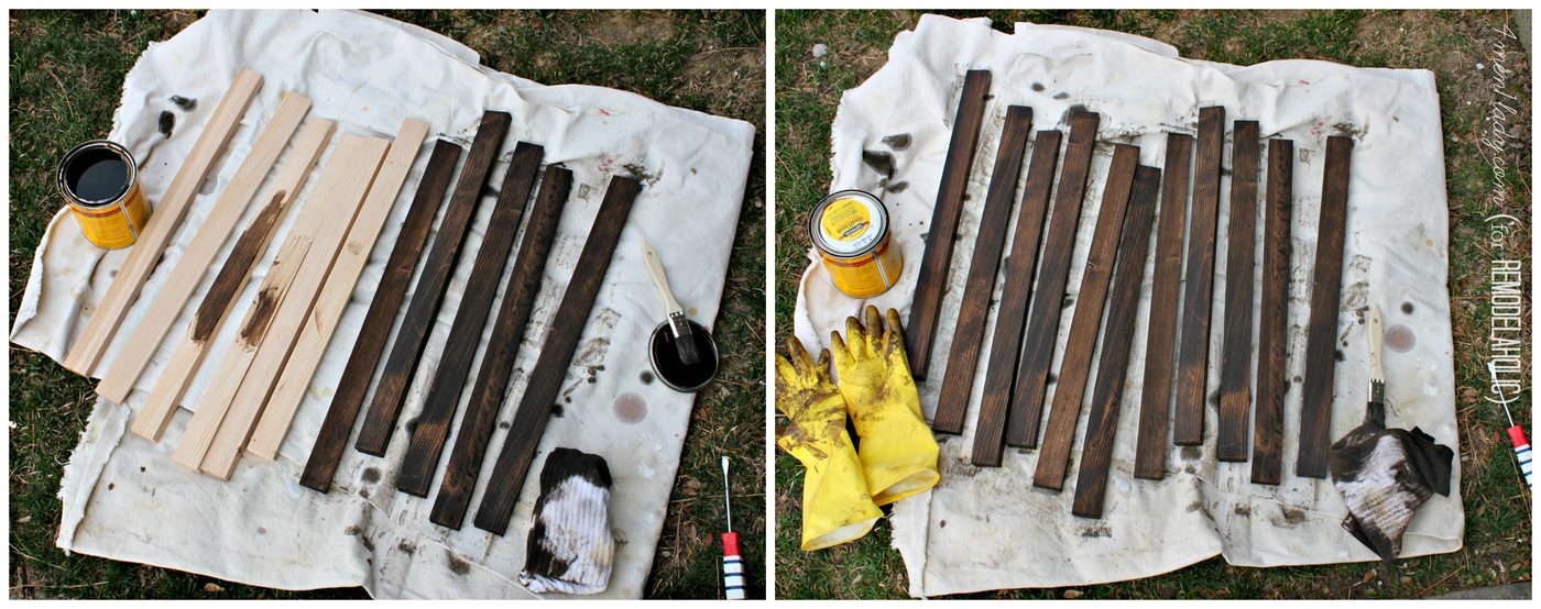 Staining wood door mat