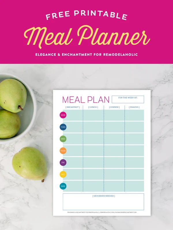 Get your school year on track with this free printable meal planner. With a space to plan all of your breakfasts, lunches, dinners and snacks, you can stay organized and discipline